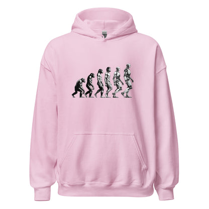 Image of the Human Evolution to Robot Hoodie (unisex) Light Pink / M.