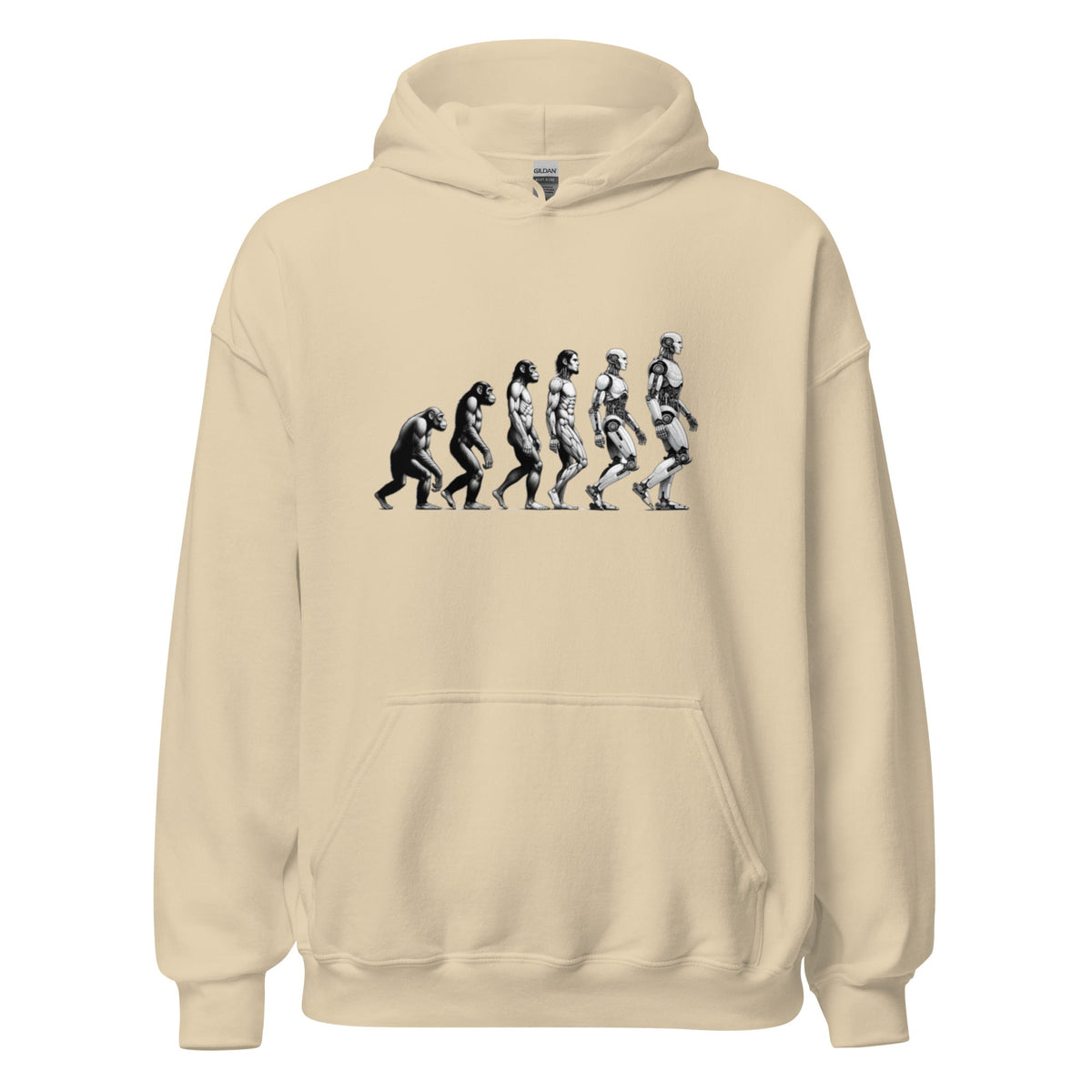 Image of the Human Evolution to Robot Hoodie (unisex) Sand / M.