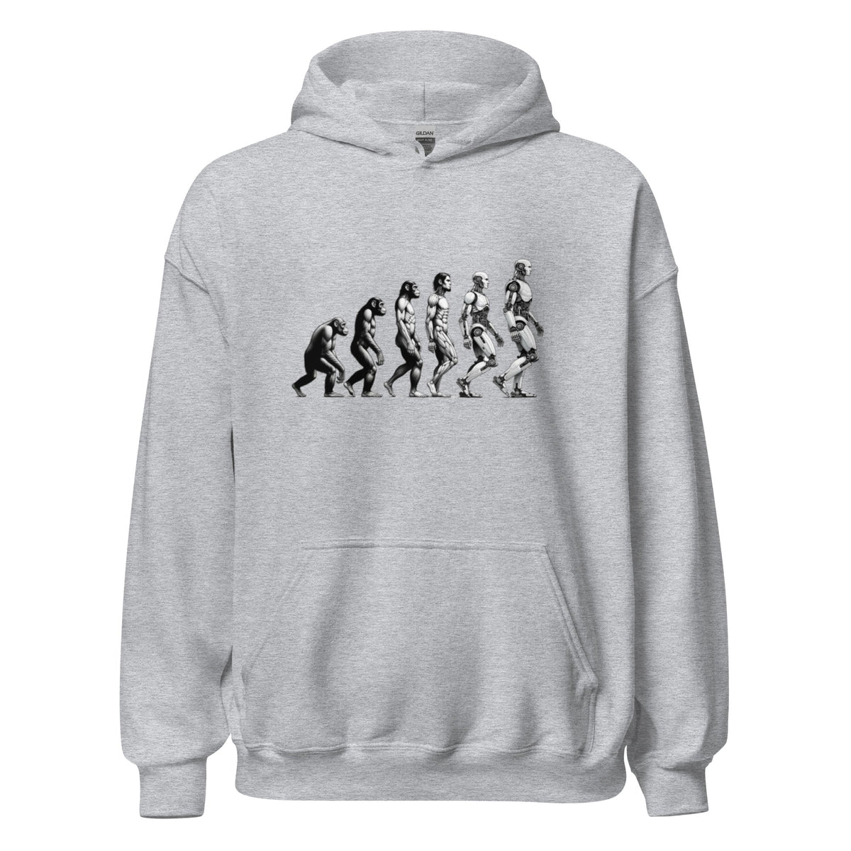 Image of the Human Evolution to Robot Hoodie (unisex) Sport Grey / M.
