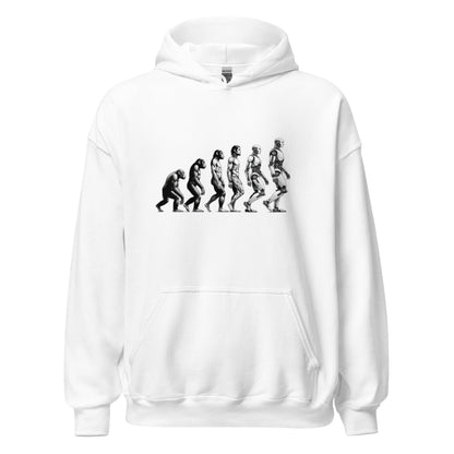 Image of the Human Evolution to Robot Hoodie (unisex) White / M.