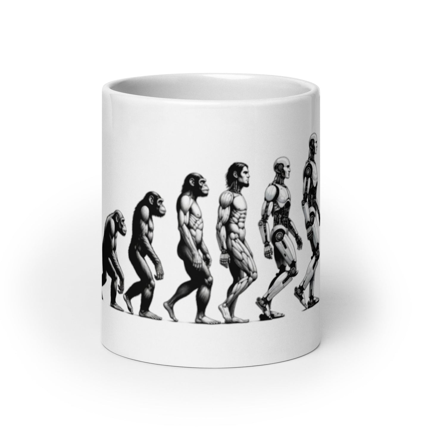 Image of the Human Evolution to Robot White Glossy Mug 20 oz.