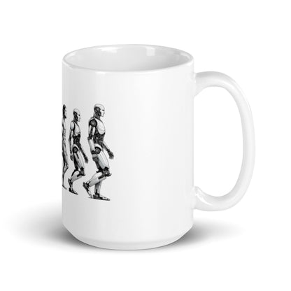 Image of the Human Evolution to Robot White Glossy Mug.