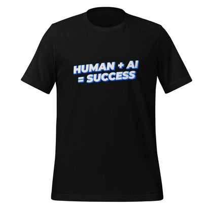 Product mockup photo of the Human Plus AI Equals Success T Shirt (unisex) Black / M.