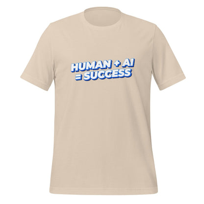 Product mockup photo of the Human Plus AI Equals Success T Shirt (unisex) Soft Cream / M.