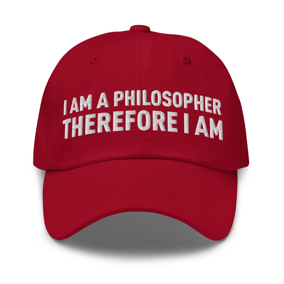 Image of the I Am a Philosopher Therefore I Am Cap Cranberry.