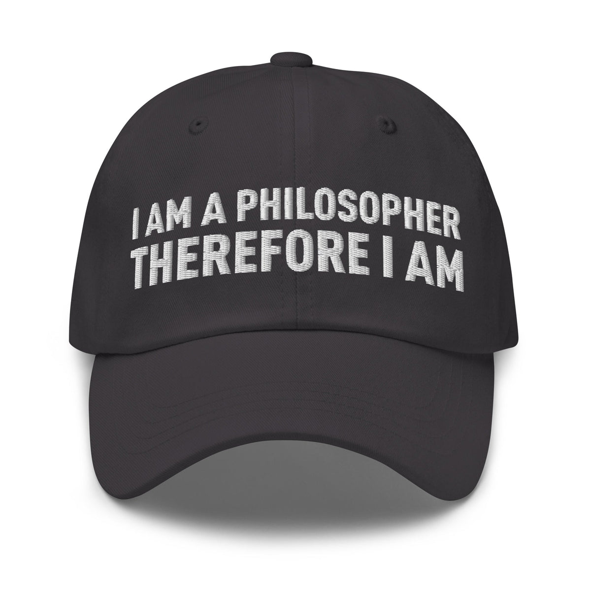 Image of the I Am a Philosopher Therefore I Am Cap Dark Grey.