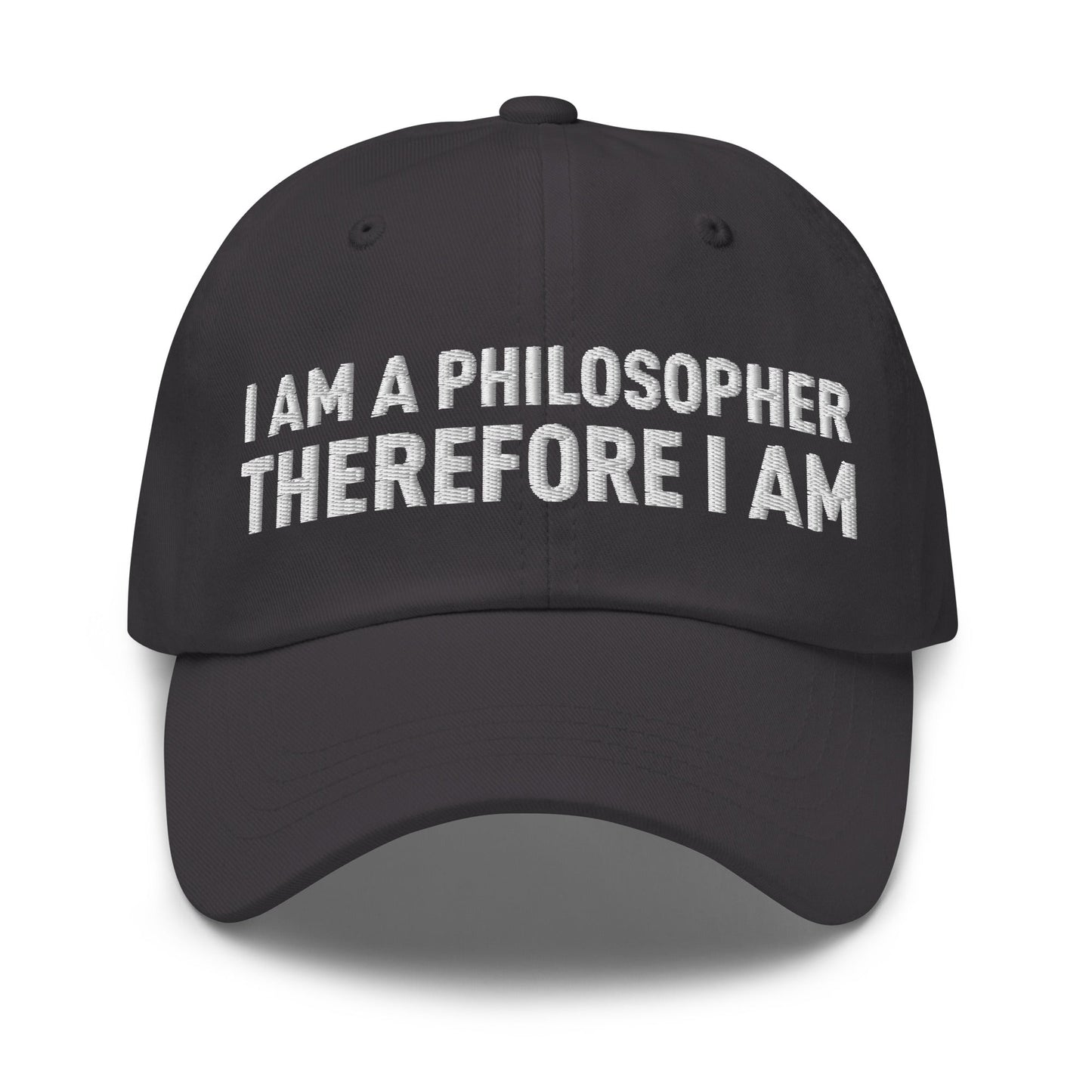Image of the I Am a Philosopher Therefore I Am Cap Dark Grey.