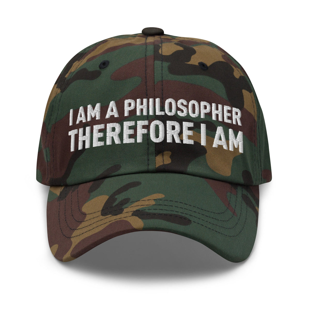 Image of the I Am a Philosopher Therefore I Am Cap Green Camo.
