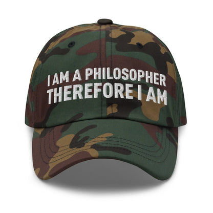 Image of the I Am a Philosopher Therefore I Am Cap Green Camo.