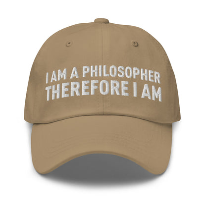 Image of the I Am a Philosopher Therefore I Am Cap Khaki.
