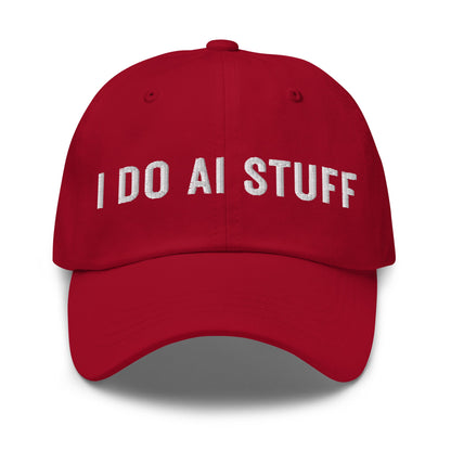 Image of the I Do AI Stuff Cap 2 Cranberry.
