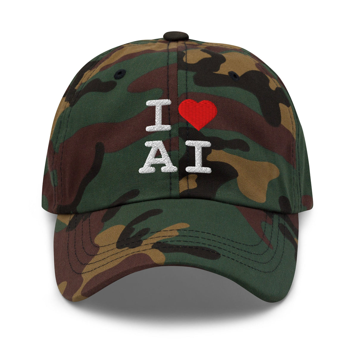 Image of the I Heart AI Cap 1 Green Camo.