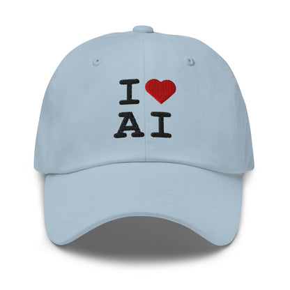 Image of the I Heart AI Cap 2 Light Blue.