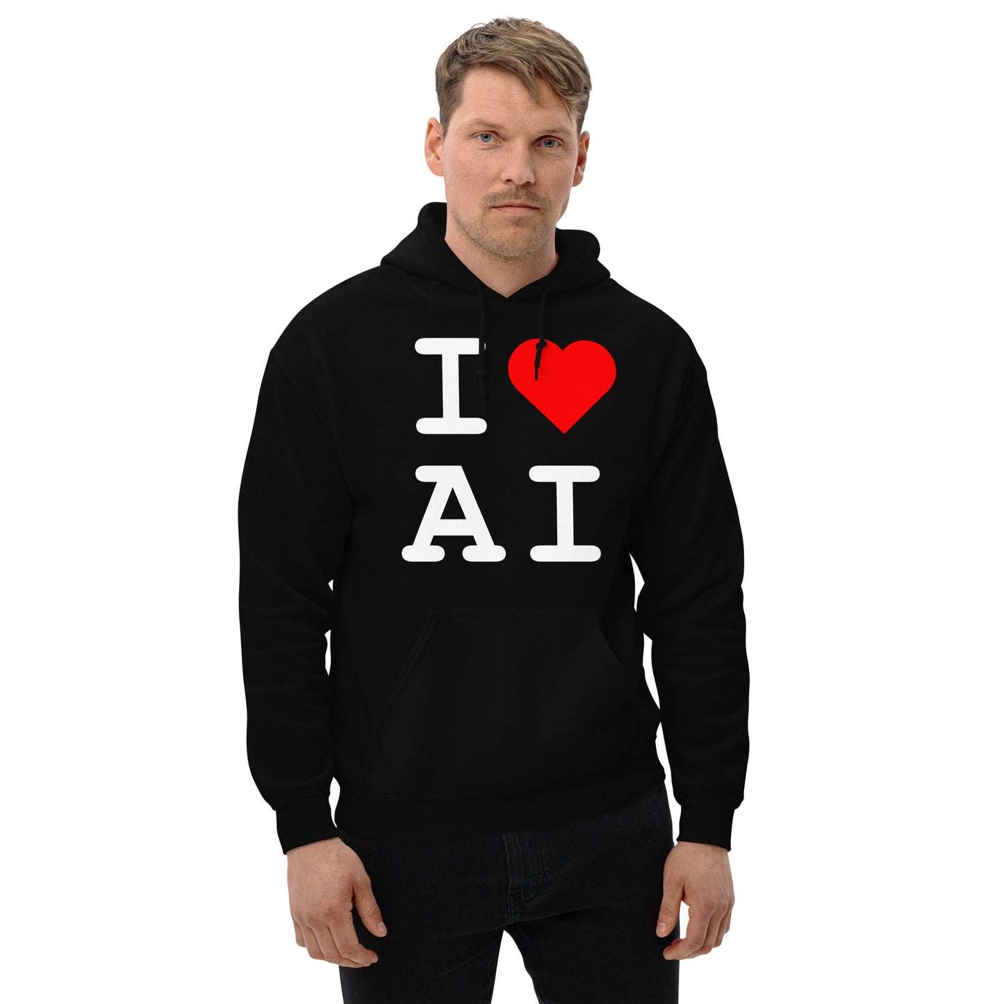 Image of the I Heart AI Hoodie 1 (unisex).