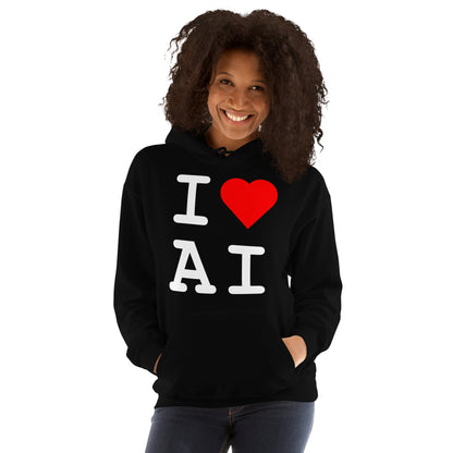 Image of the I Heart AI Hoodie 1 (unisex).