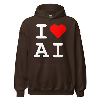 Image of the I Heart AI Hoodie 1 (unisex) Dark Chocolate / M.