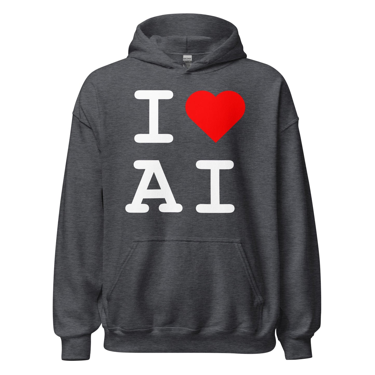 Image of the I Heart AI Hoodie 1 (unisex) Dark Heather / M.