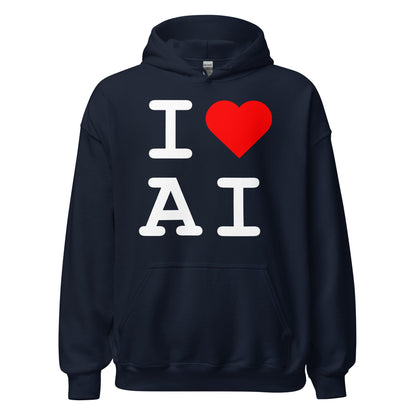 Image of the I Heart AI Hoodie 1 (unisex) Navy / M.