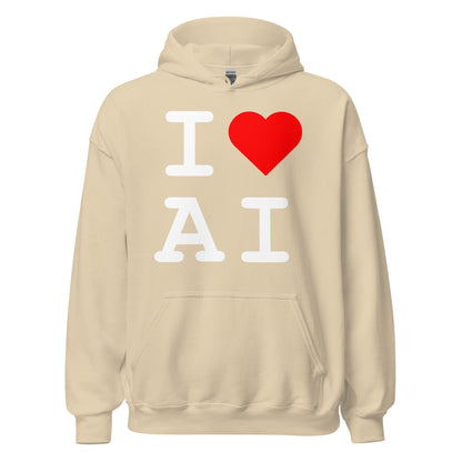 Image of the I Heart AI Hoodie 1 (unisex) Sand / M.