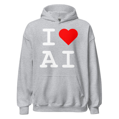 Image of the I Heart AI Hoodie 1 (unisex) Sport Grey / M.
