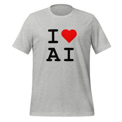 Mockup image of the I Heart AI T Shirt 2 (unisex) Athletic Heather / M.