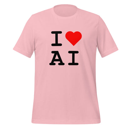 Mockup image of the I Heart AI T Shirt 2 (unisex) Pink / M.