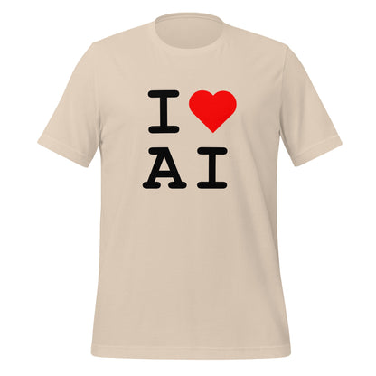 Mockup image of the I Heart AI T Shirt 2 (unisex) Soft Cream / M.