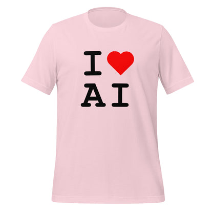 Mockup image of the I Heart AI T Shirt 2 (unisex) Soft Pink / M.