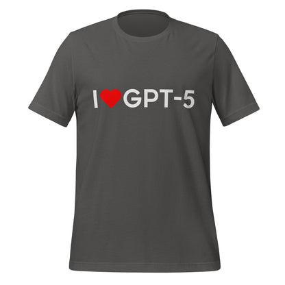 Product mockup photo of the I Heart GPT 5 T Shirt (unisex) Asphalt / M.