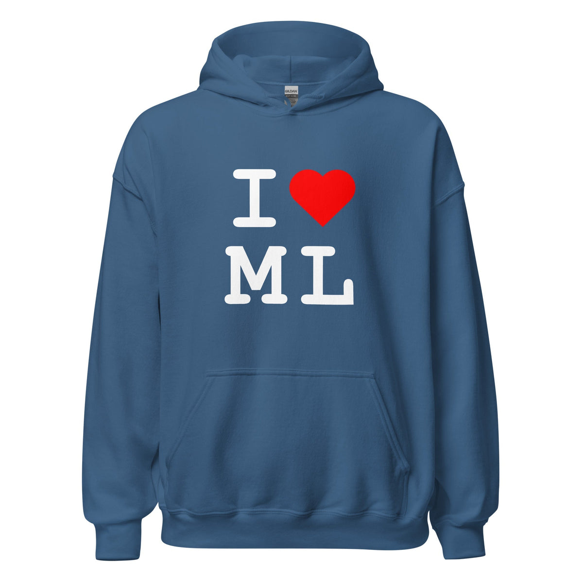 Image of the I Heart ML Hoodie (unisex) Indigo Blue / M.