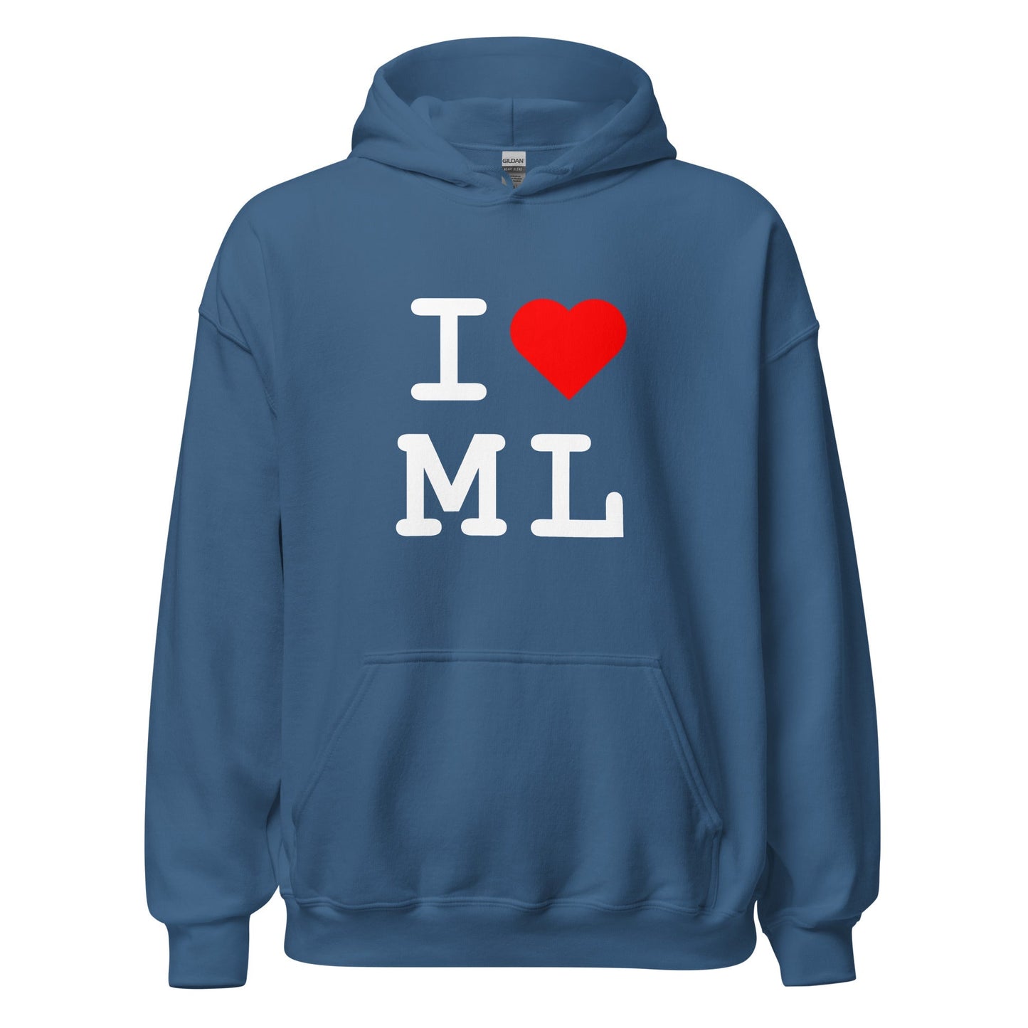 Image of the I Heart ML Hoodie (unisex) Indigo Blue / M.