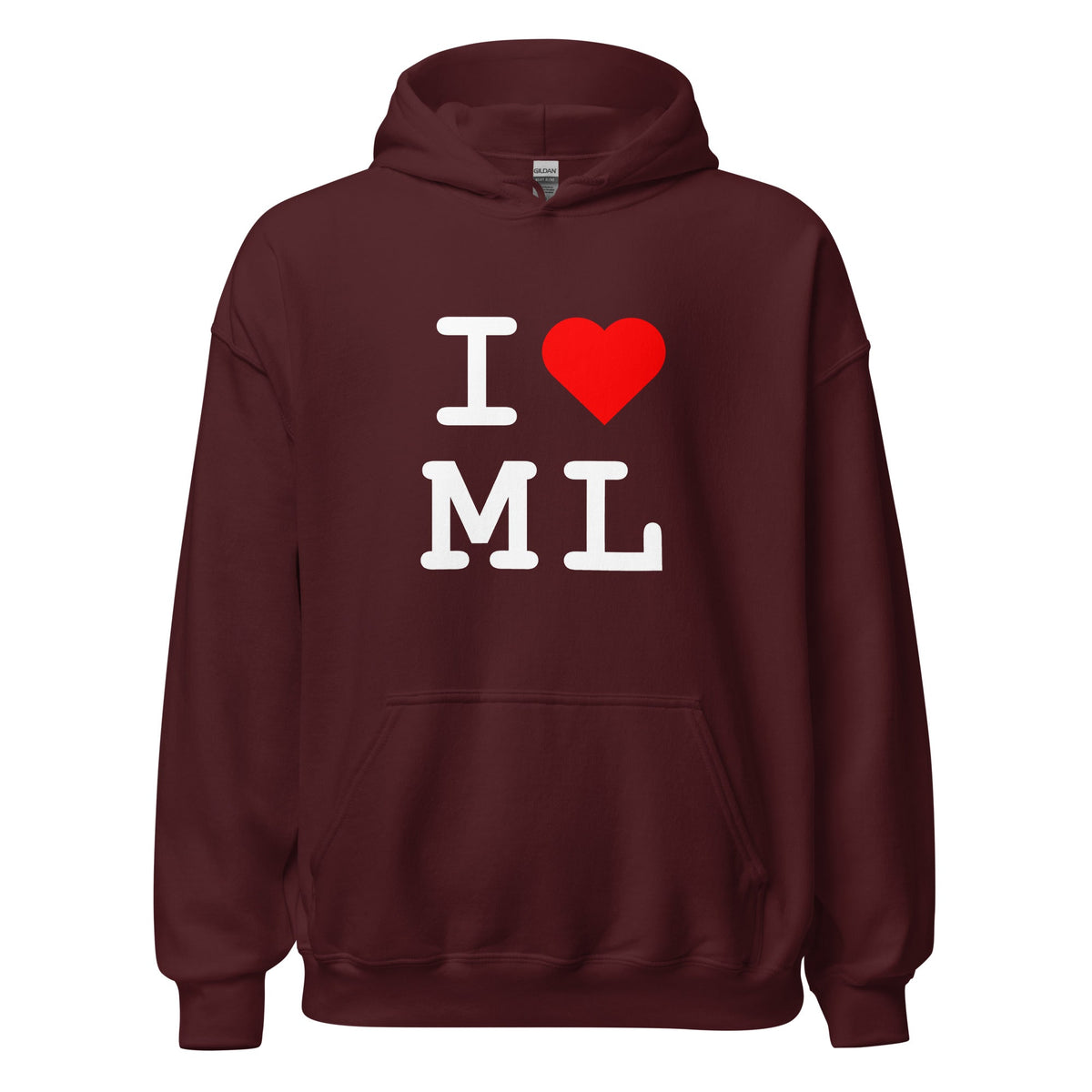 Image of the I Heart ML Hoodie (unisex) Maroon / M.