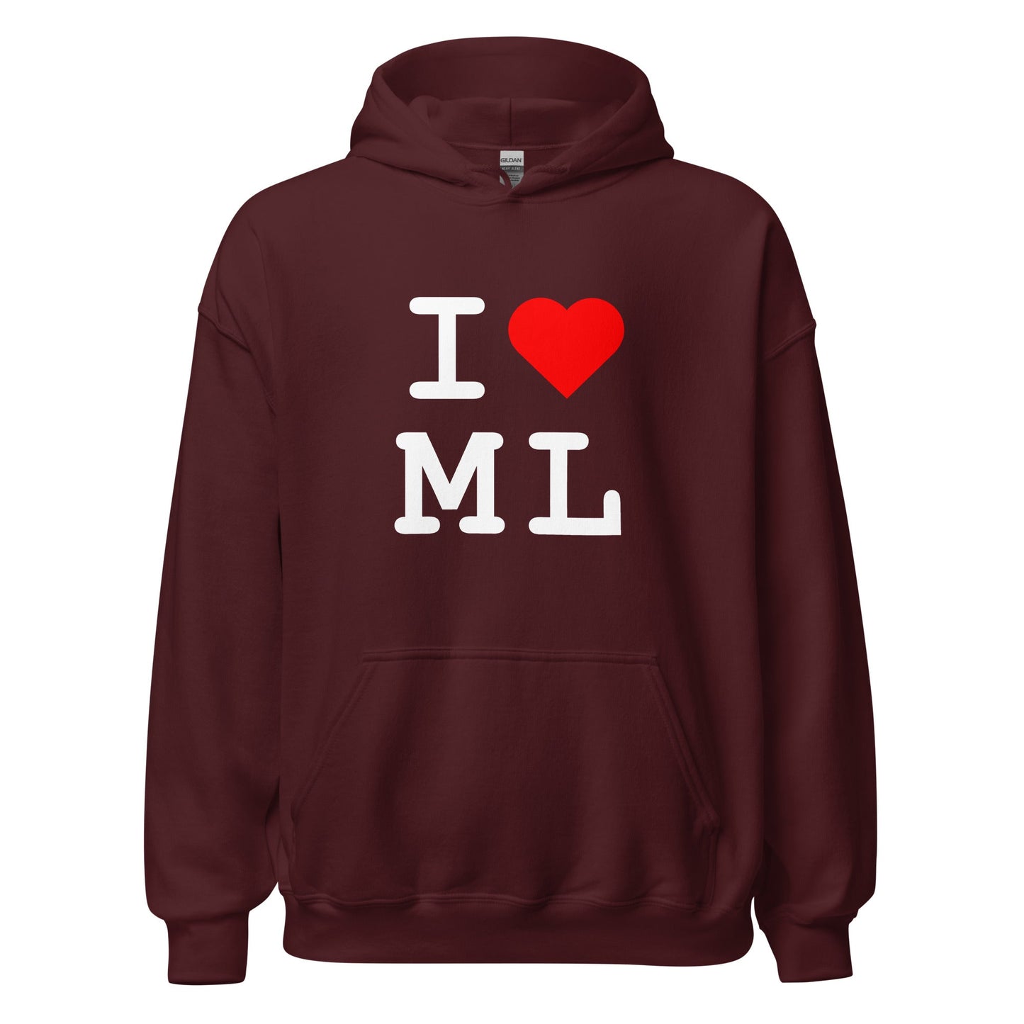 Image of the I Heart ML Hoodie (unisex) Maroon / M.