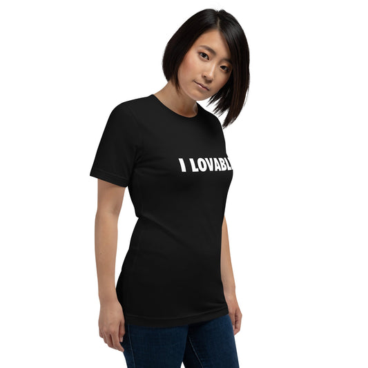 Product mockup photo of the I LOVABLE T Shirt (unisex).