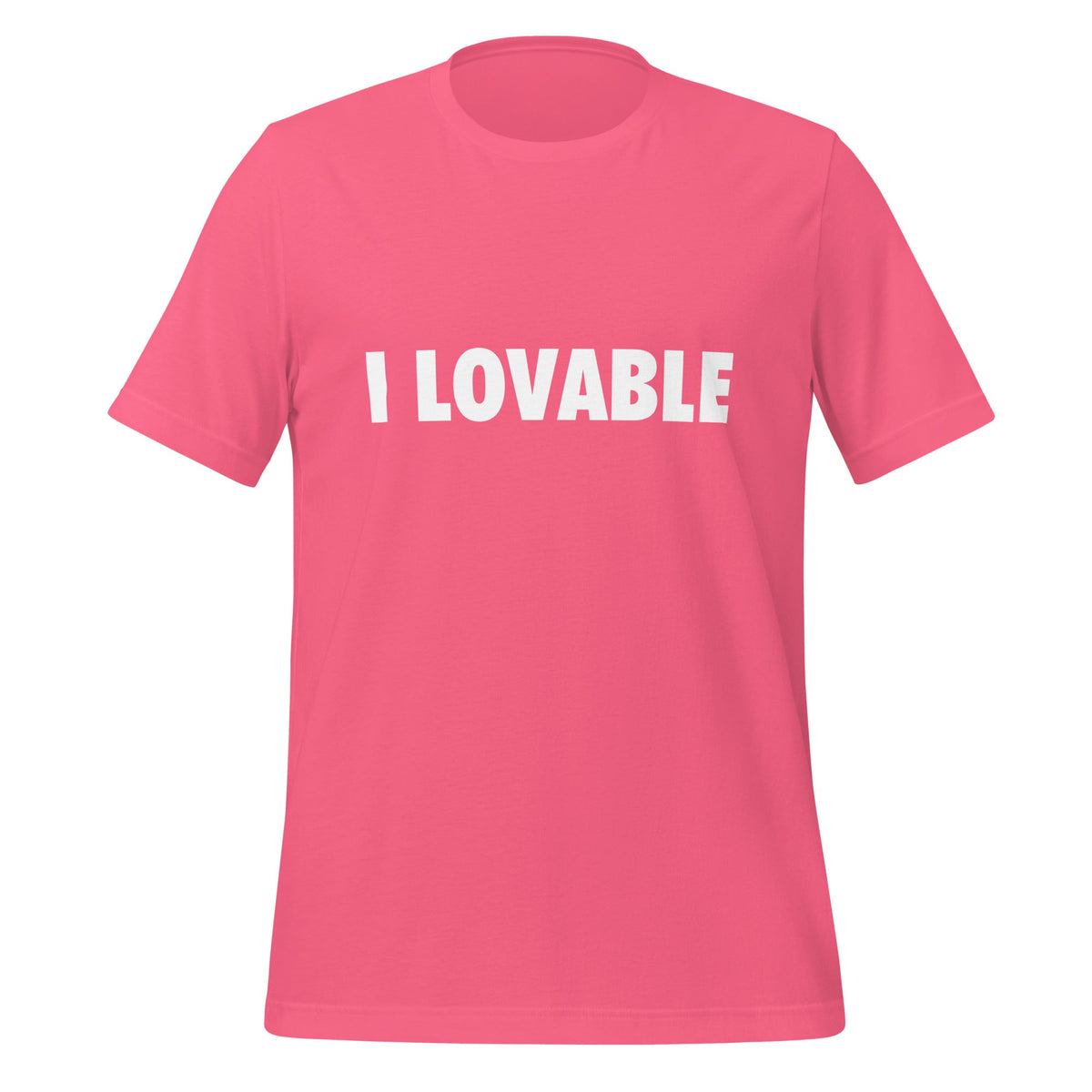 Product mockup photo of the I LOVABLE T Shirt (unisex) Charity Pink / M.