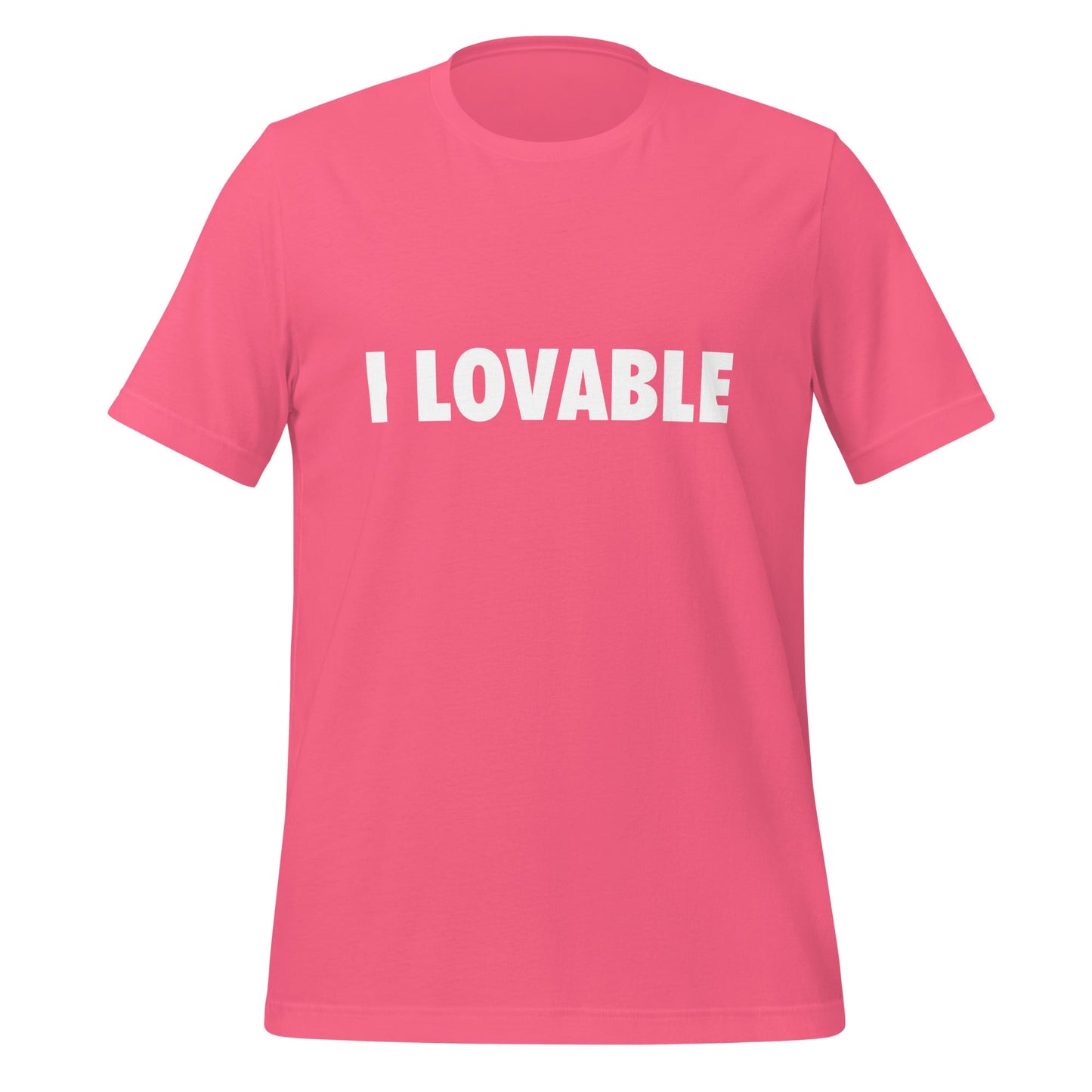 Product mockup photo of the I LOVABLE T Shirt (unisex) Charity Pink / M.