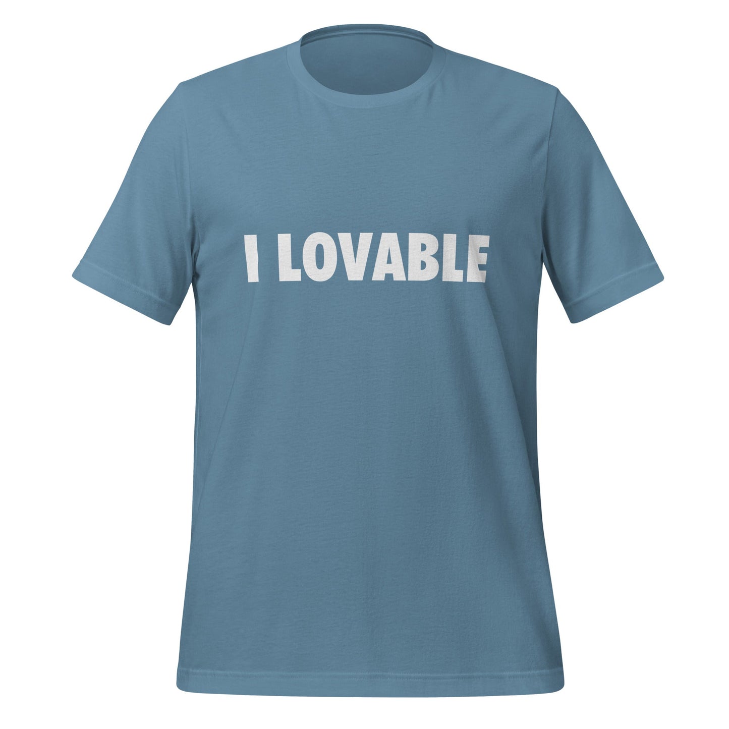 Product mockup photo of the I LOVABLE T Shirt (unisex) Steel Blue / M.