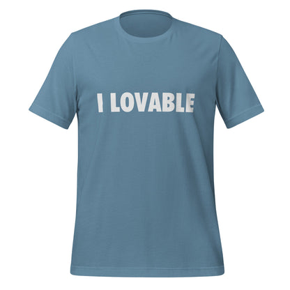 Product mockup photo of the I LOVABLE T Shirt (unisex) Steel Blue / M.