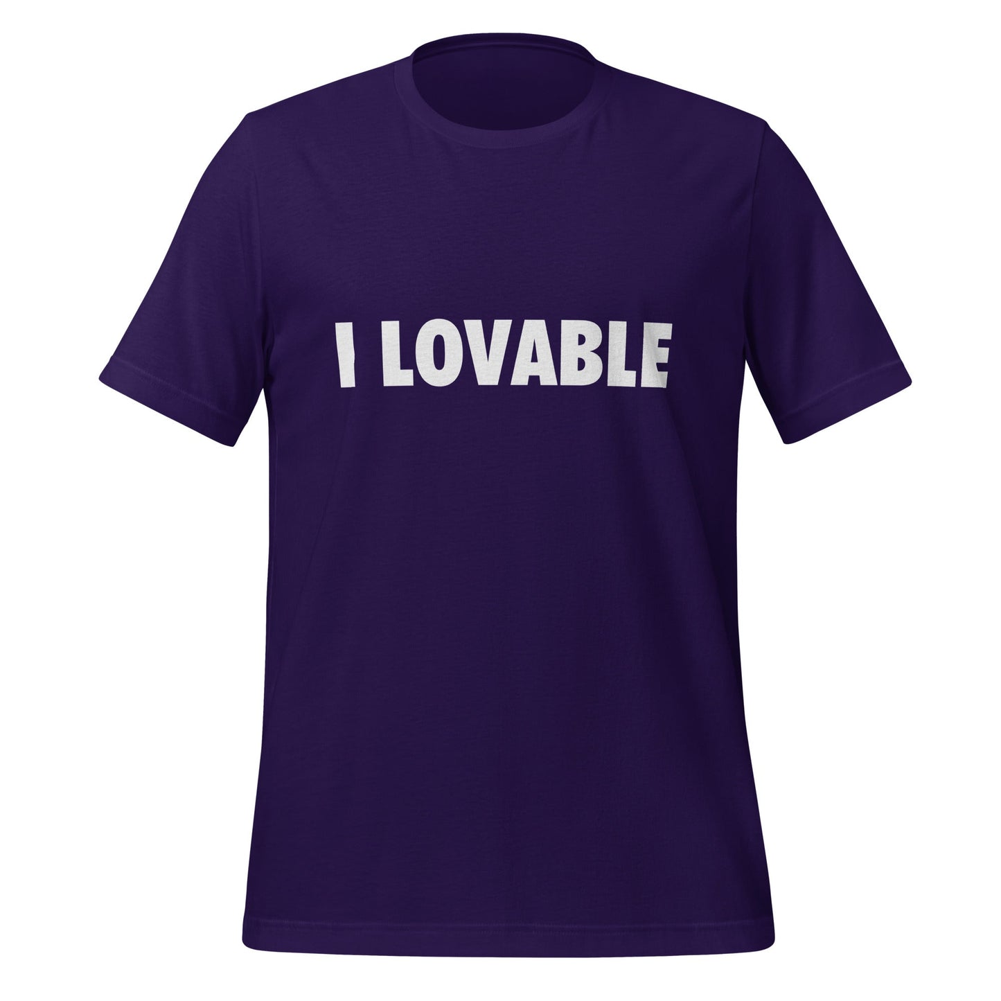 Product mockup photo of the I LOVABLE T Shirt (unisex) Team Purple / M.