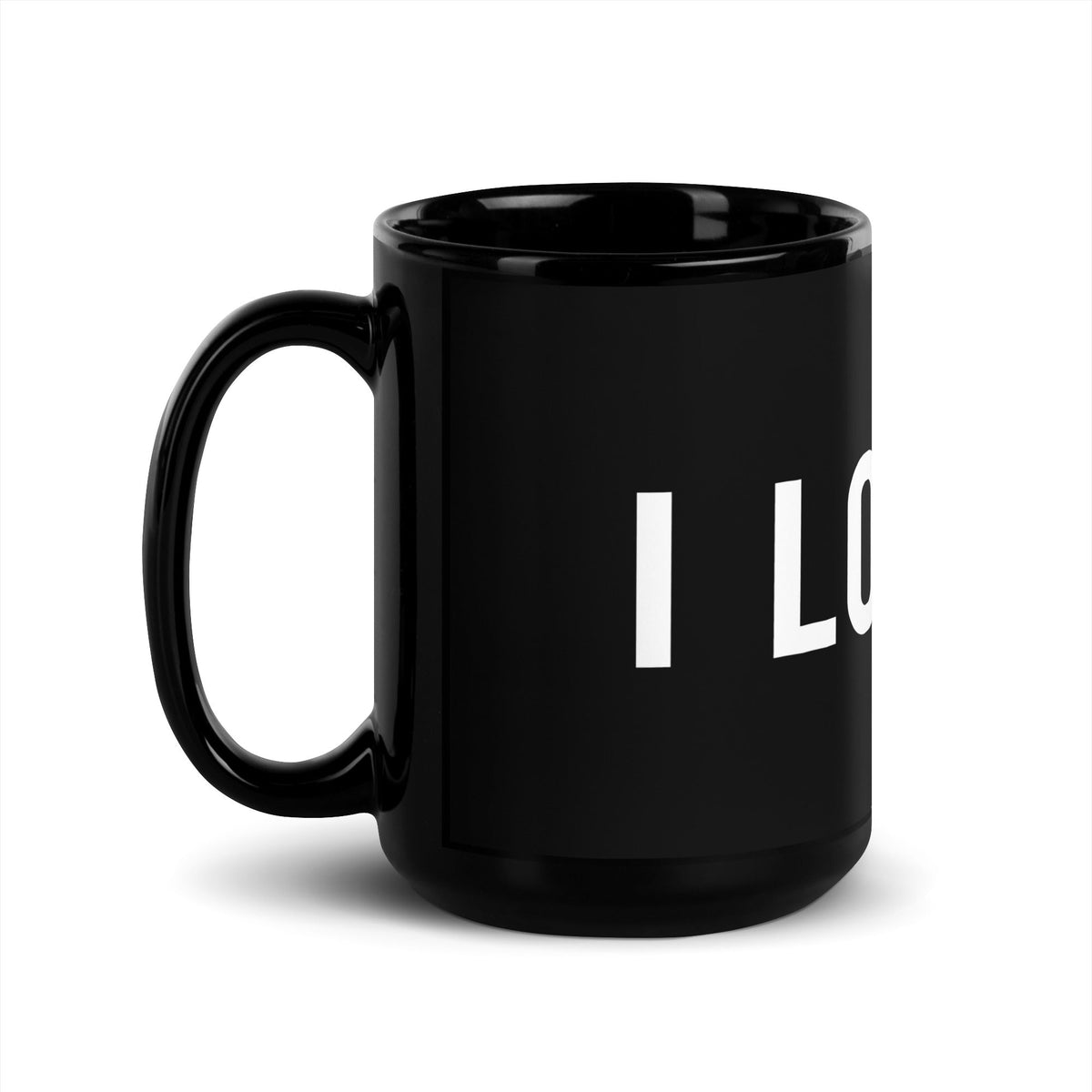 Image of the I LOVE AI Black Glossy Mug 2.