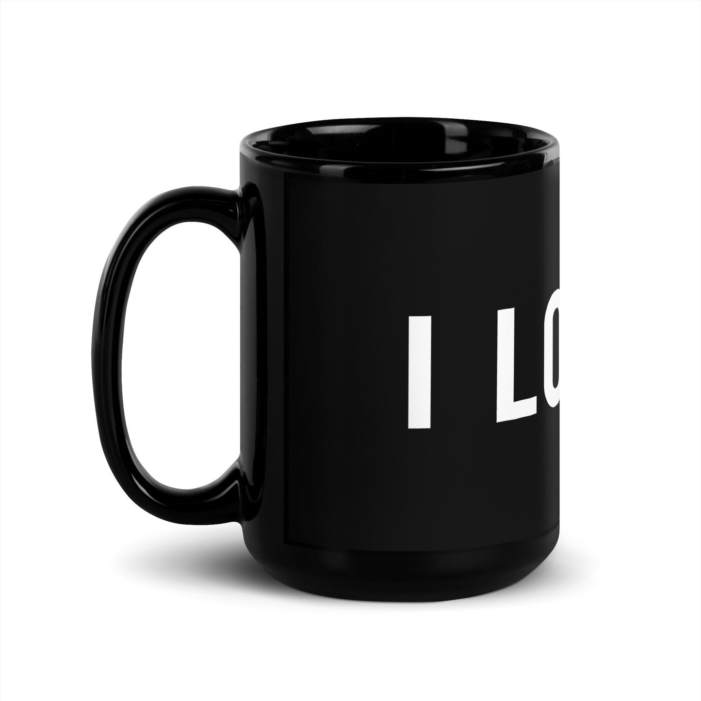 Image of the I LOVE AI Black Glossy Mug 2.