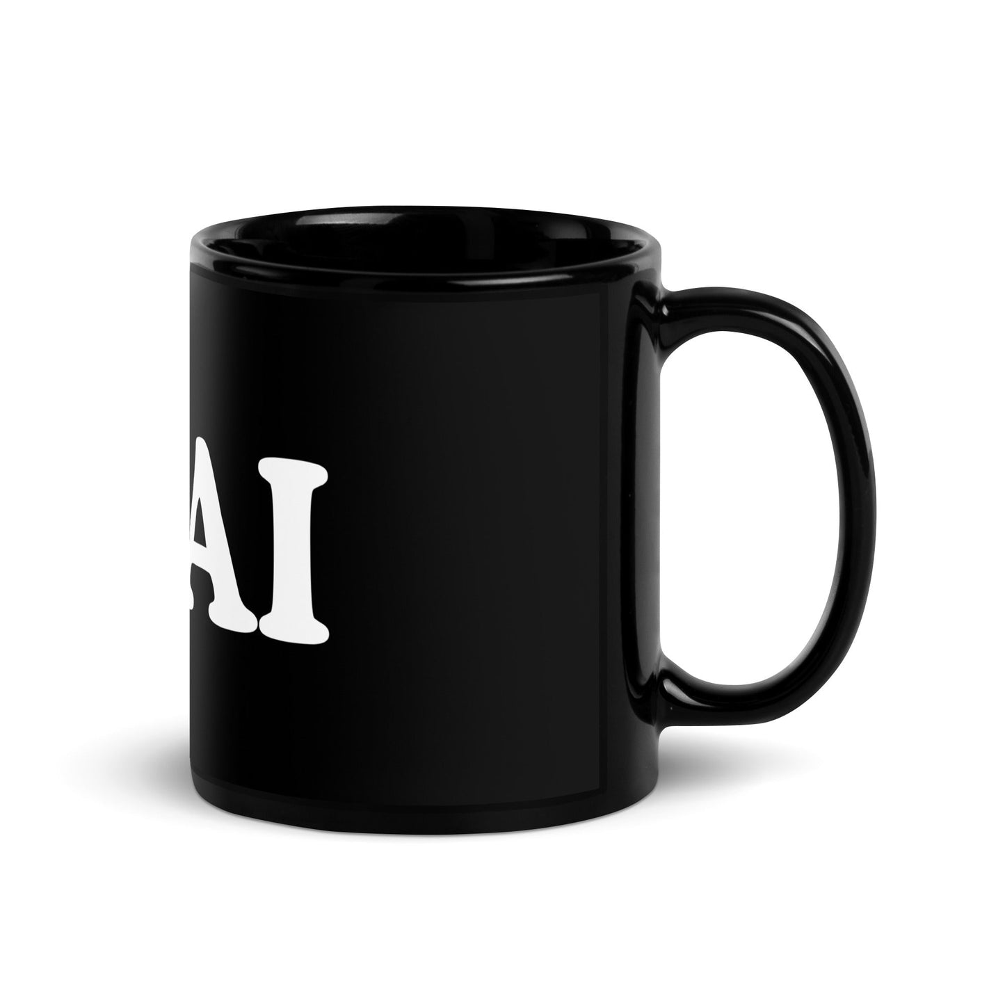 Image of the I Love AI Black Glossy Mug.