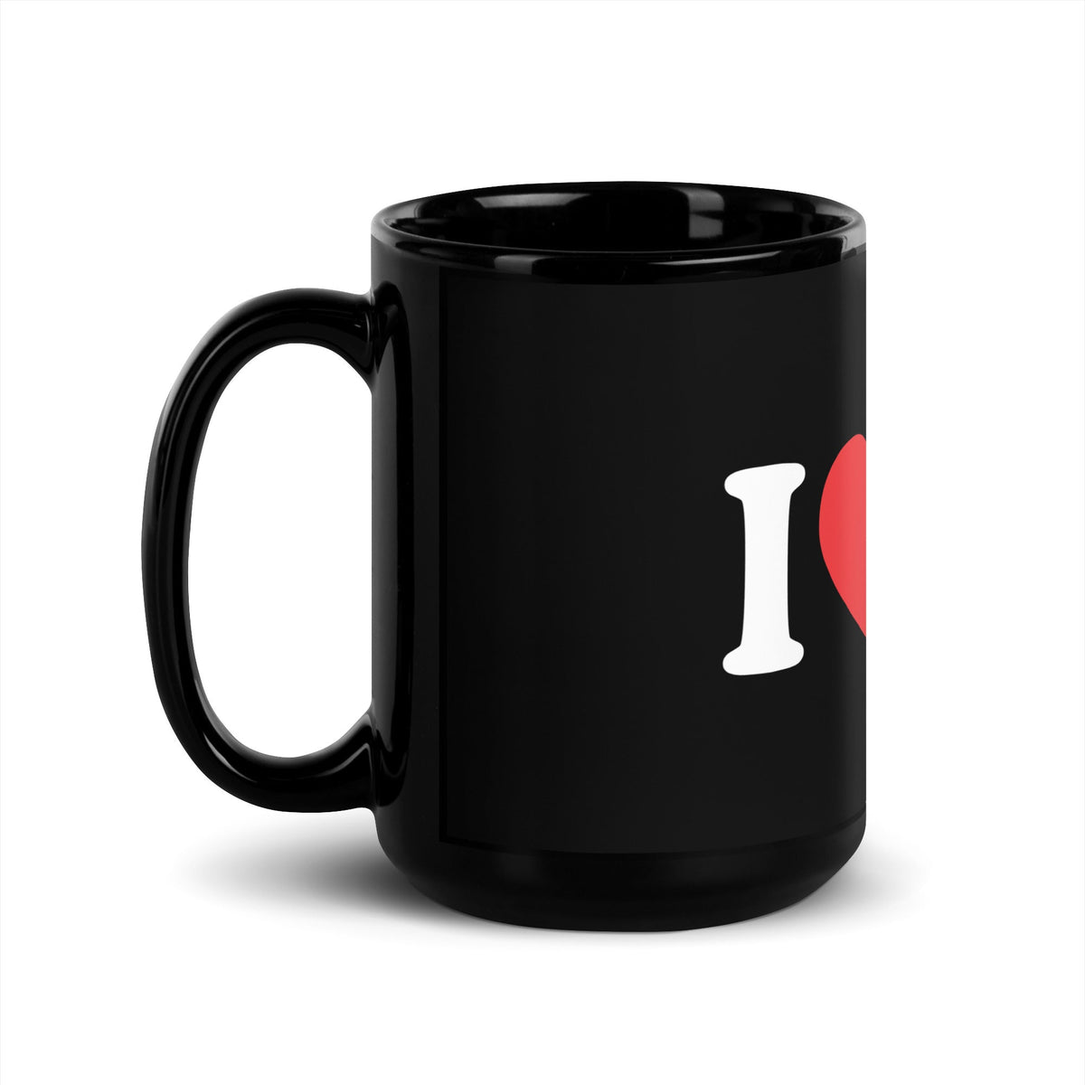Image of the I Love AI Black Glossy Mug.