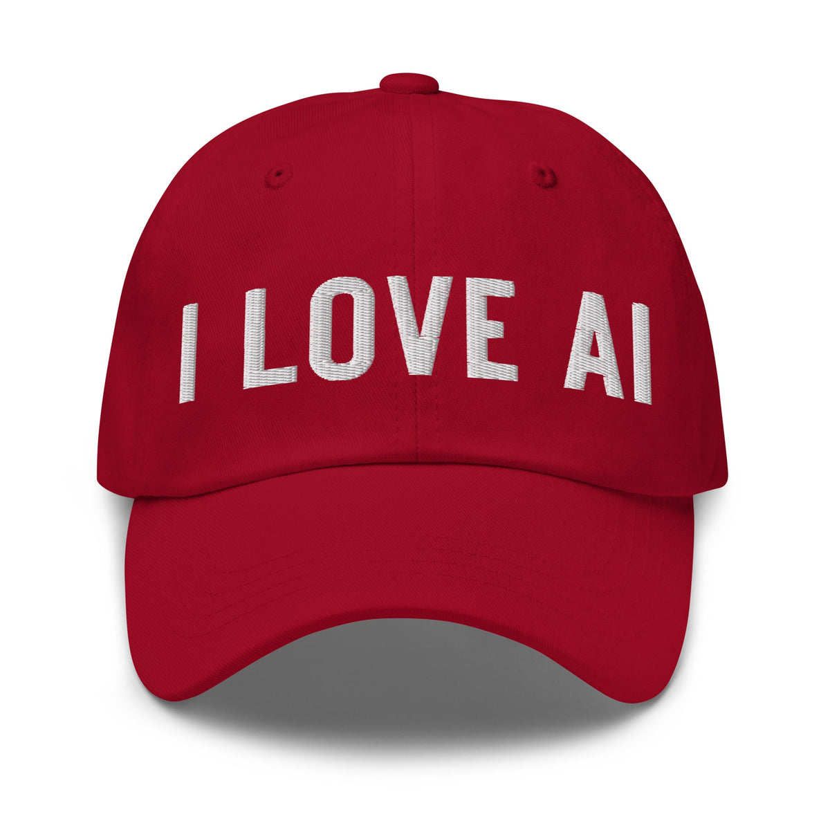 Image of the I LOVE AI Cap 2 Cranberry.