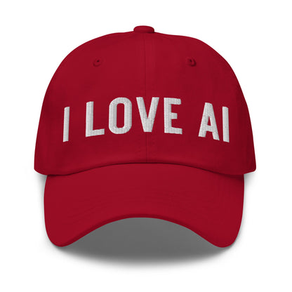 Image of the I LOVE AI Cap 2 Cranberry.