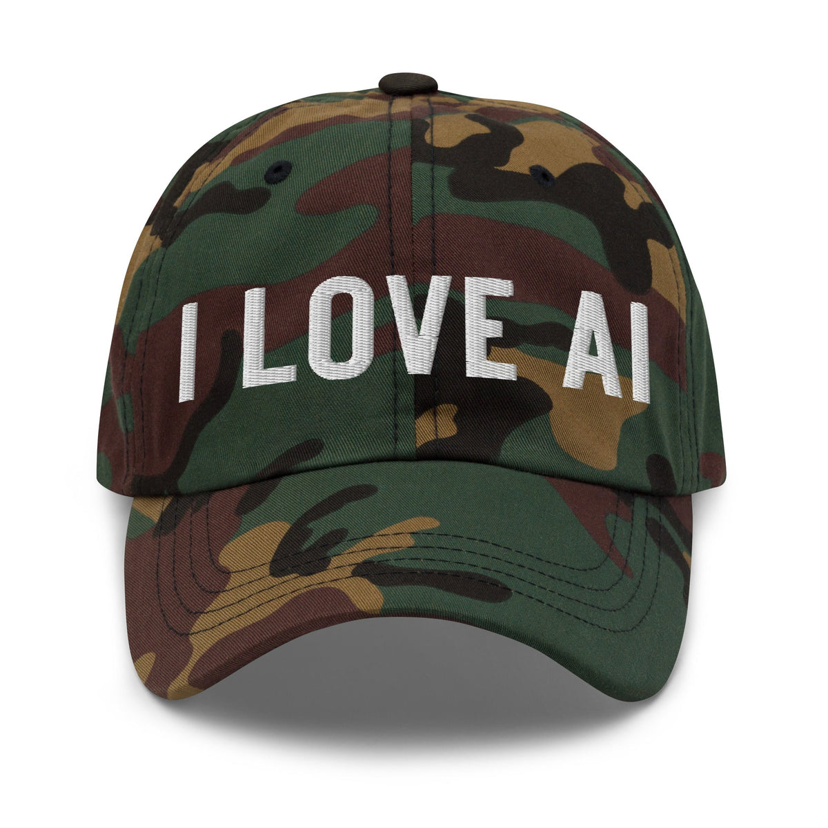 Image of the I LOVE AI Cap 2 Green Camo.