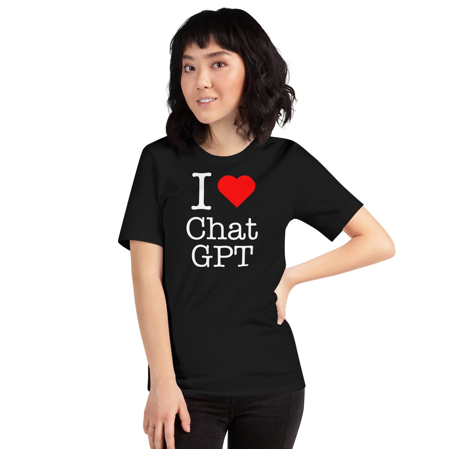 Image of the I Love Chat GPT T-Shirt (unisex).