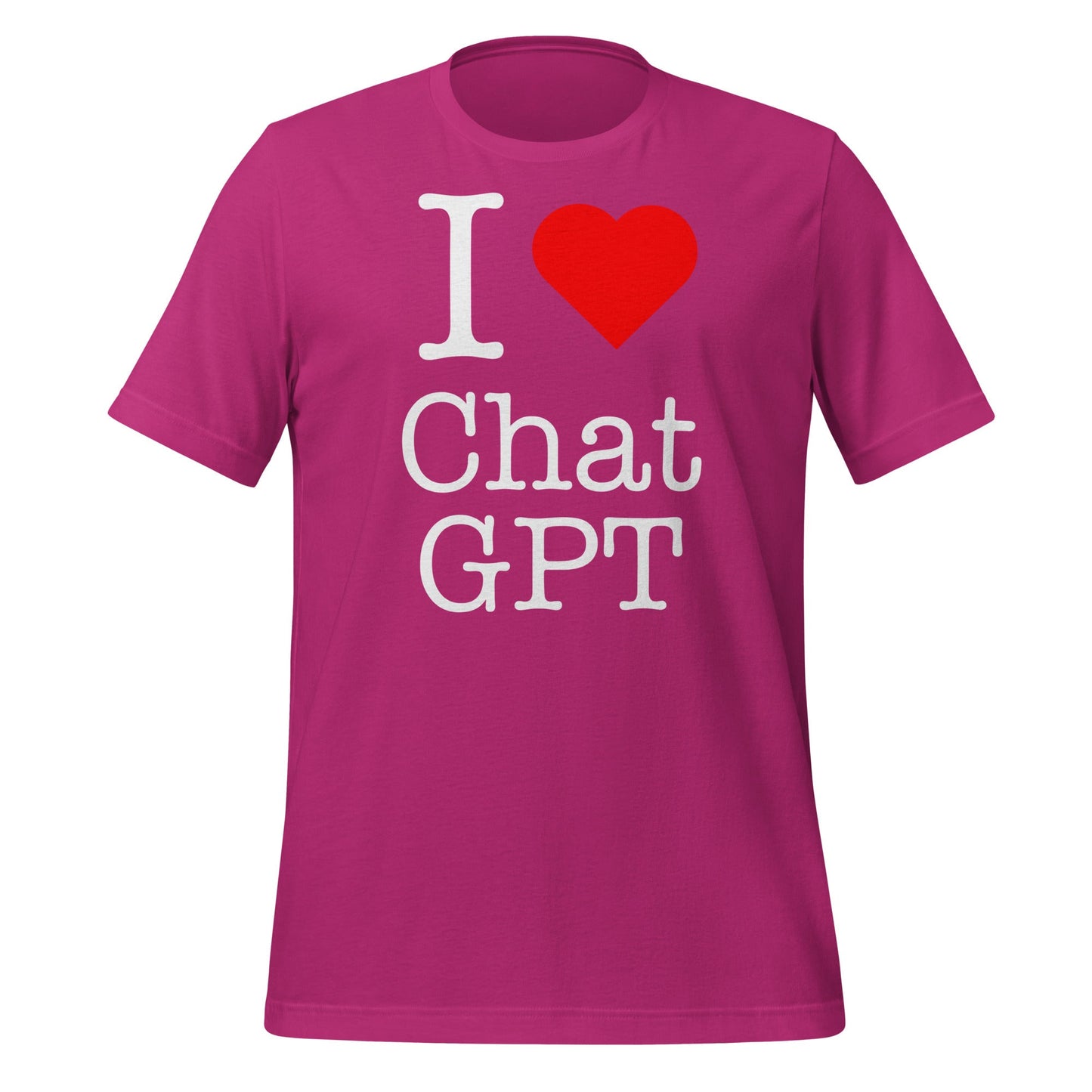 Image of the I Love Chat GPT T-Shirt (unisex) Berry / M.
