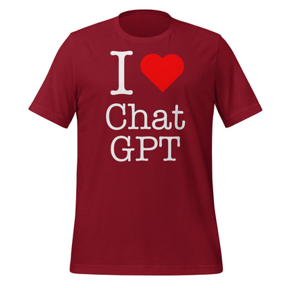 Image of the I Love Chat GPT T-Shirt (unisex) Cardinal / M.