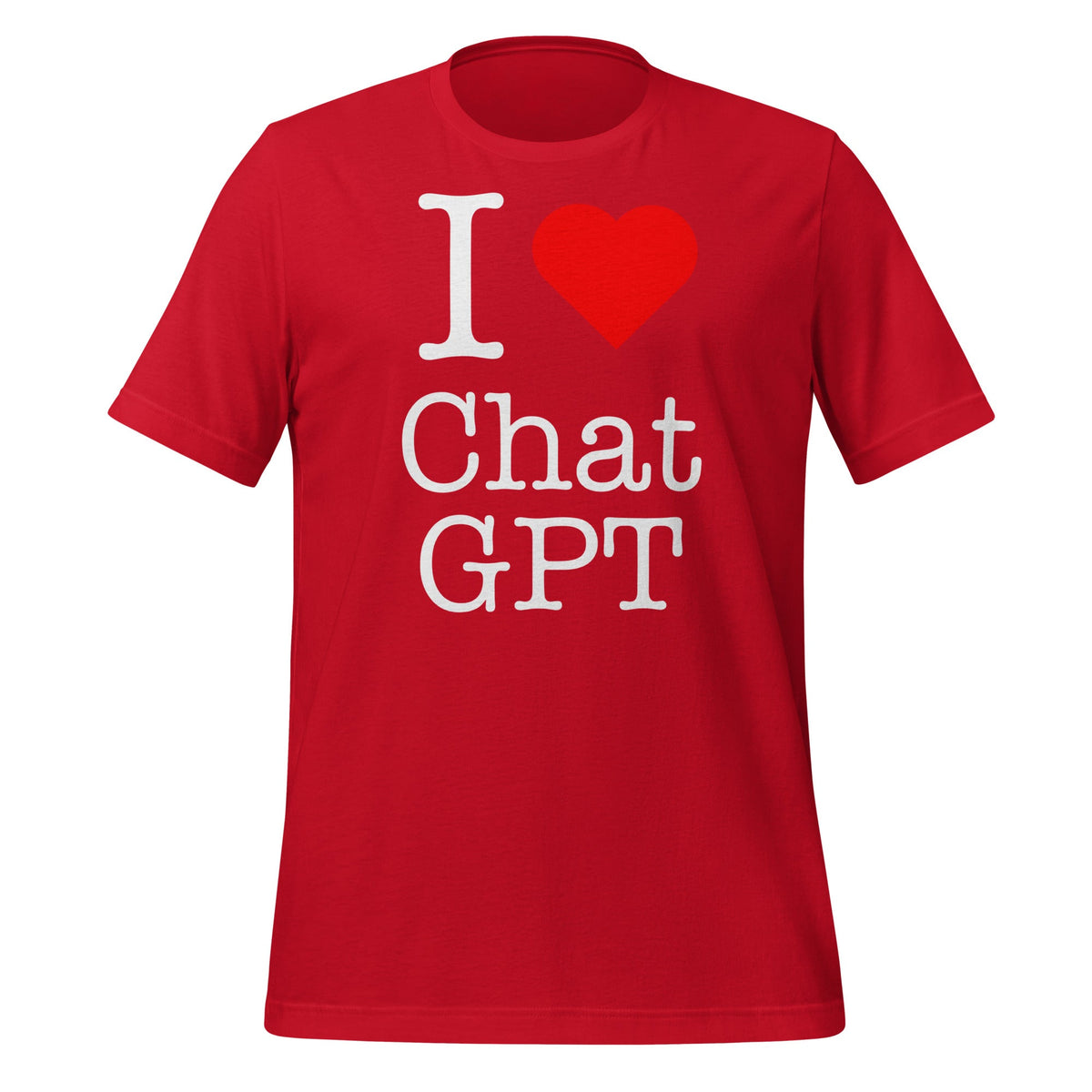 Image of the I Love Chat GPT T-Shirt (unisex) Red / M.